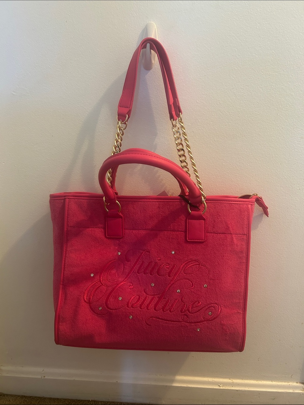 Juicy Couture Hot Pink Tote with Gold Chain Straps